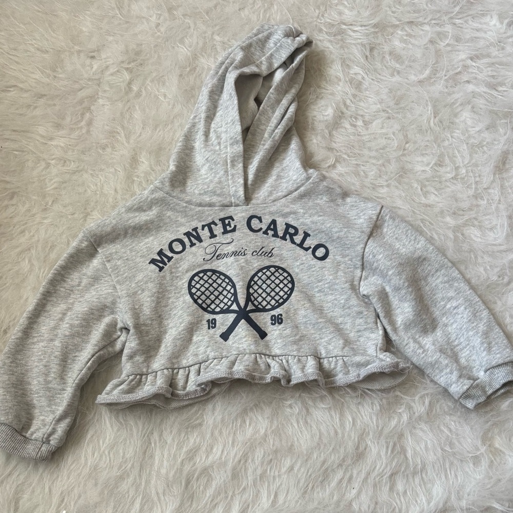 H&M Light Gray Cropped Tennis Hoodie